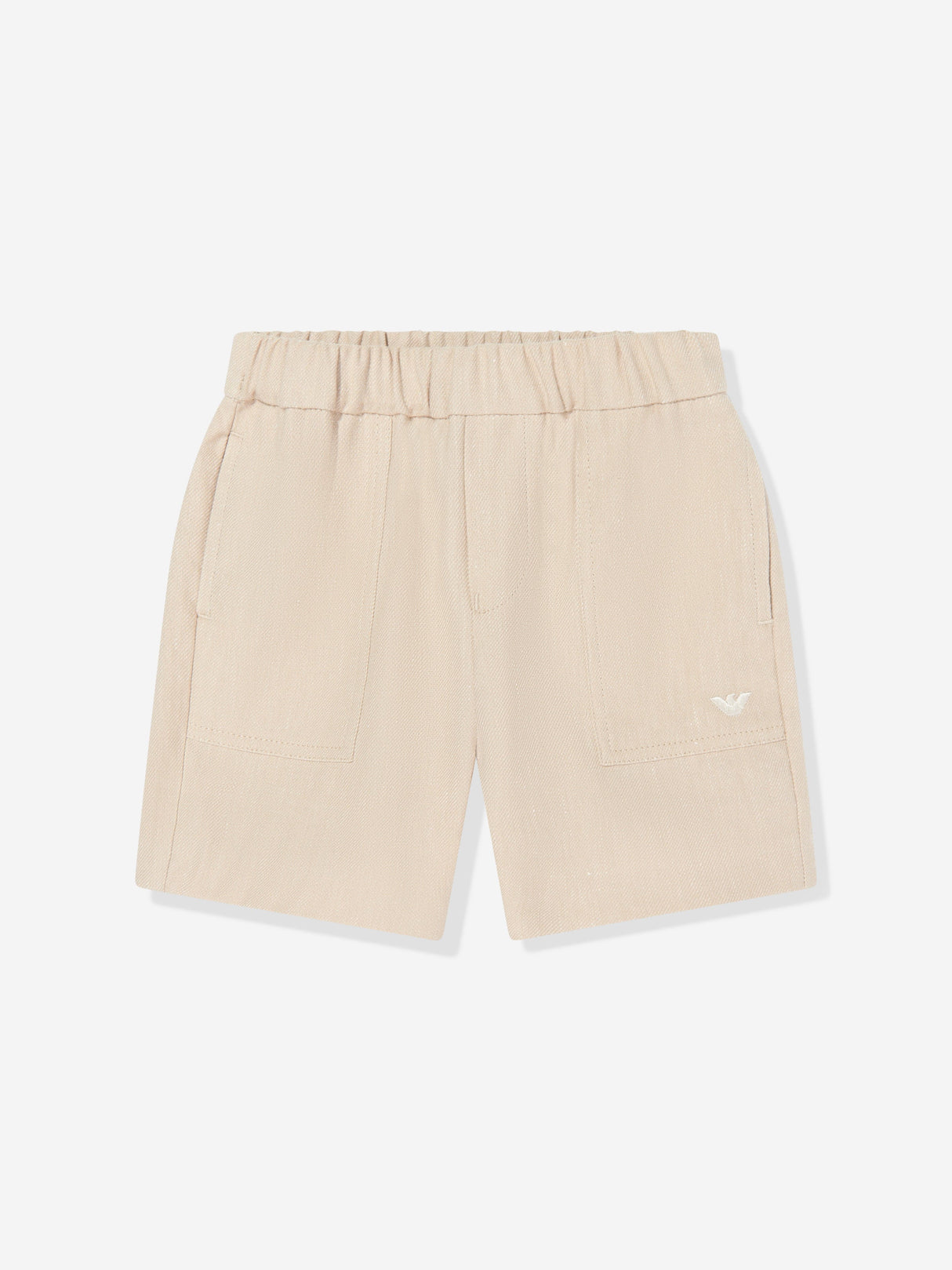 Emporio Armani Baby Boys Linen Logo Shorts in Beige