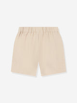 Emporio Armani Baby Boys Linen Logo Shorts in Beige