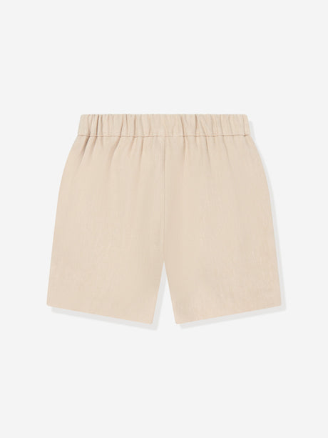 Emporio Armani Baby Boys Linen Logo Shorts in Beige