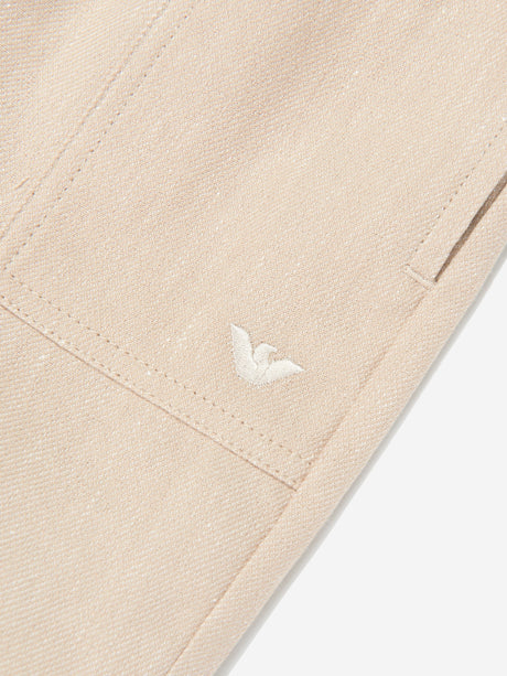 Emporio Armani Baby Boys Linen Logo Shorts in Beige