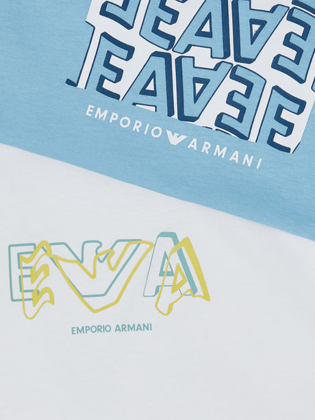 Emporio Armani Boys 2 Pack T-Shirt Set in Blue