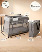 Airpod 3 Travel Cot Includes Newborn Insert - Light Grey
