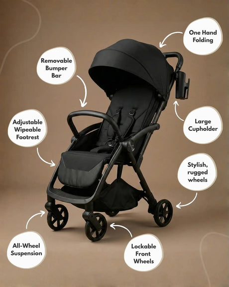 Venture Avio Compact Travel Baby Stroller - Black