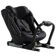 Black car seat with adjustable harness on a white background