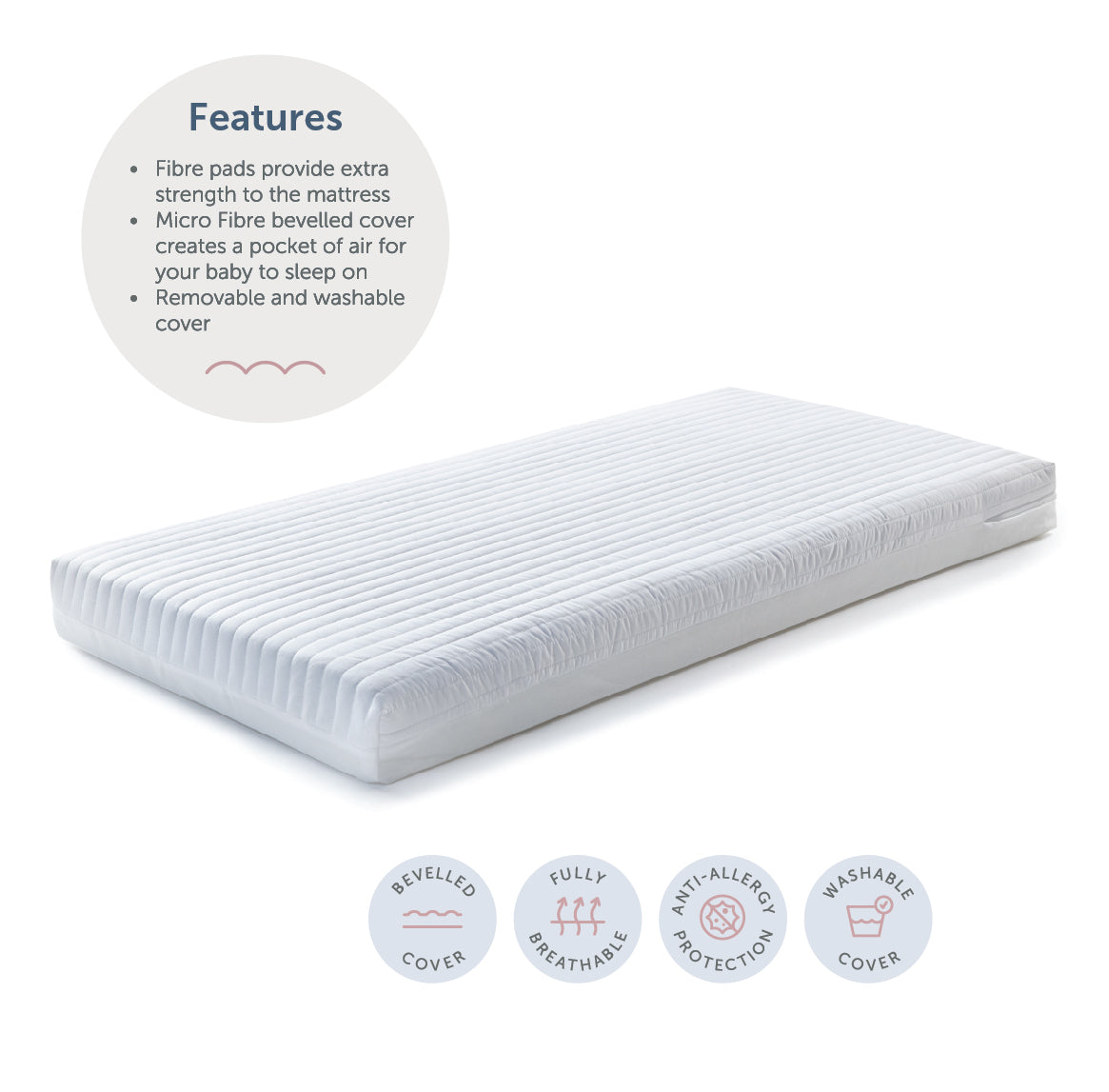 Baby Elegance Micro Fibre Cotbed Mattress, 140 x 70cm