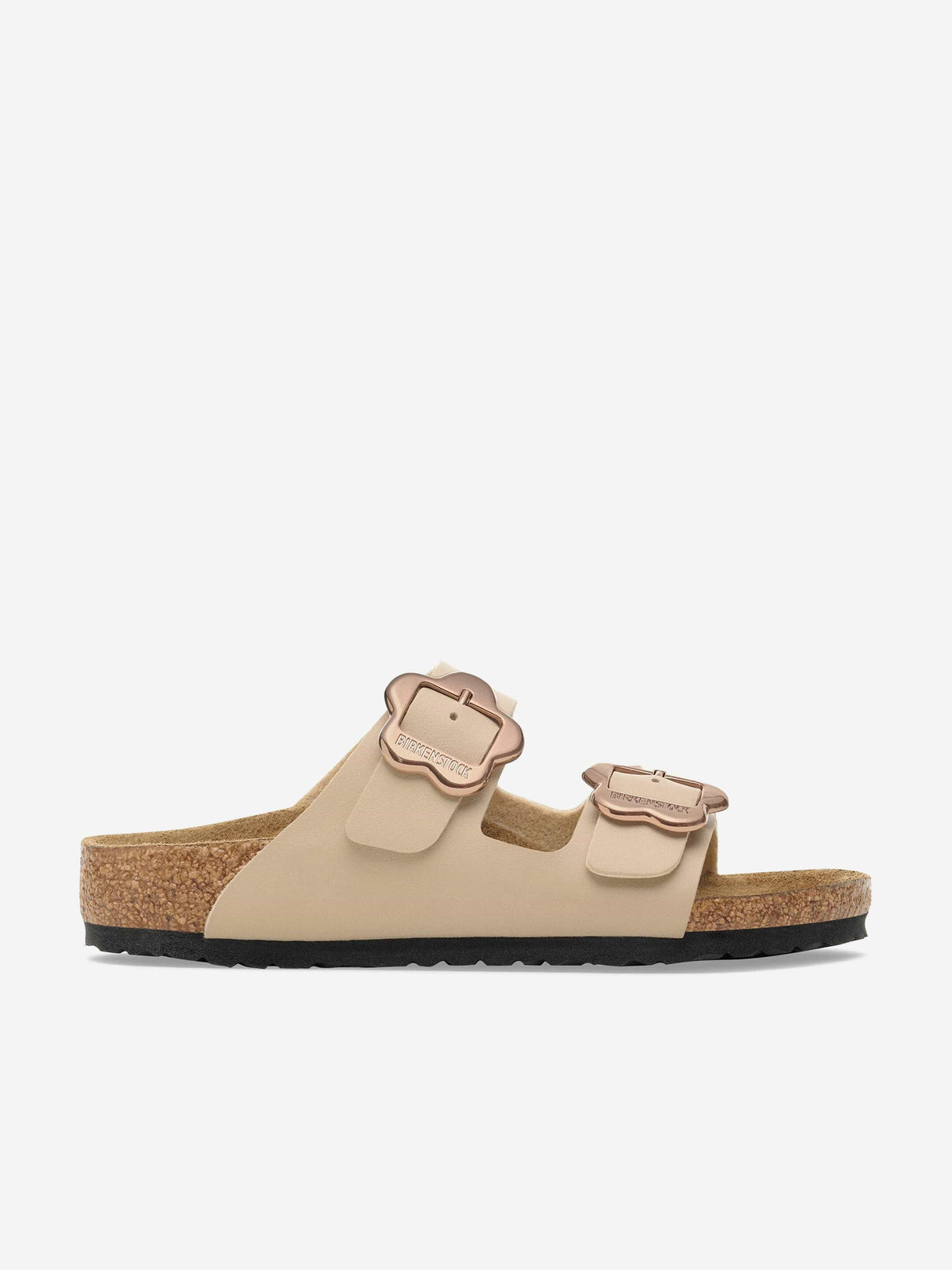 BIRKENSTOCK Girls Arizona Flower Buckle Sandals in Beige