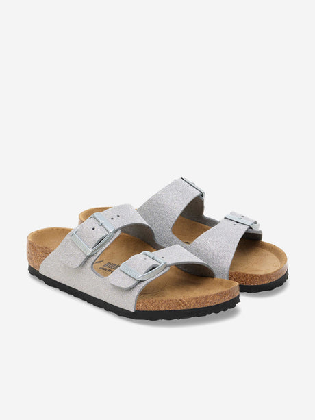 BIRKENSTOCK Girls Arizona Shiny Glitter Sandals in Silver
