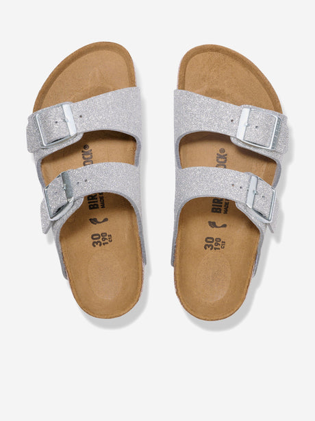 BIRKENSTOCK Girls Arizona Shiny Glitter Sandals in Silver