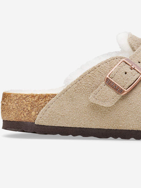 BIRKENSTOCK Kids Boston Shearling Clogs in Beige