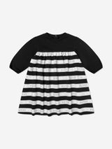 Balmain Baby Girls Striped Logo Dress in Black