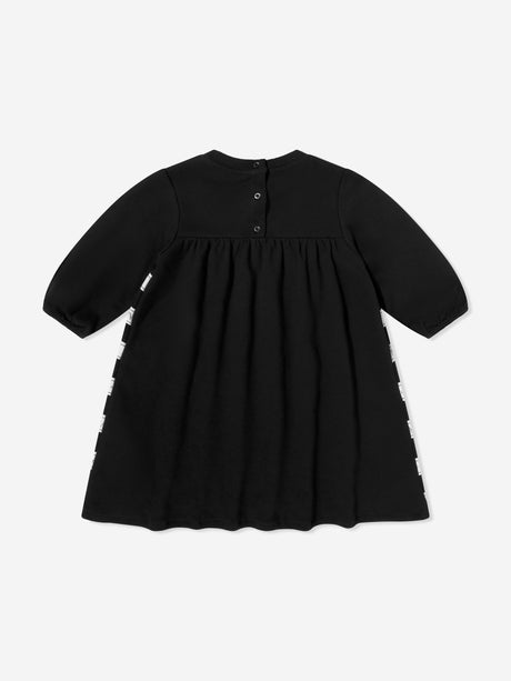 Balmain Baby Girls Striped Logo Dress in Black