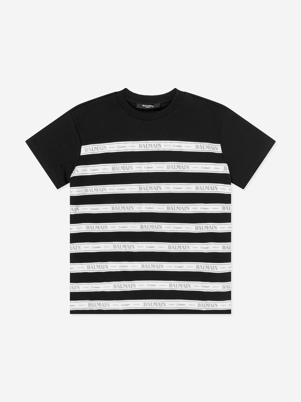 Balmain Girls Striped Logo Jersey Dress in Black