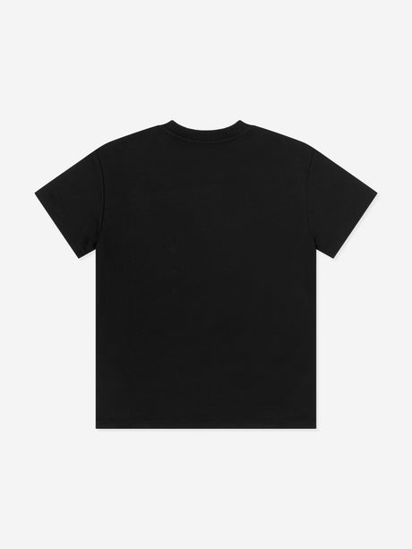 Balmain Girls Striped Logo Jersey Dress in Black