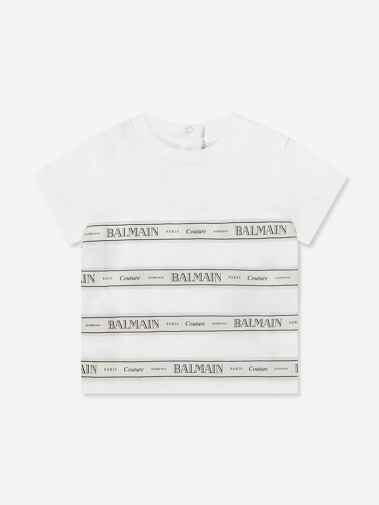 Balmain Baby Striped Logo T-Shirt in White
