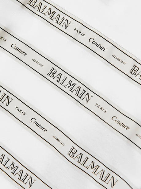Balmain Baby Striped Logo T-Shirt in White