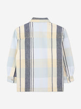 BOSS Boys Checked Logo Shirt in Blue