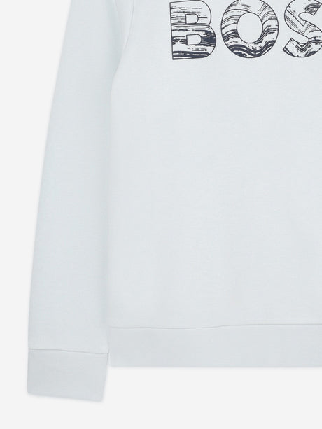 BOSS Boys Logo Print Sweatshirt in Blue