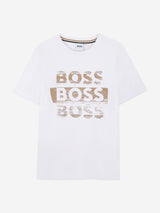 BOSS Boys Logo Print T-Shirt in White