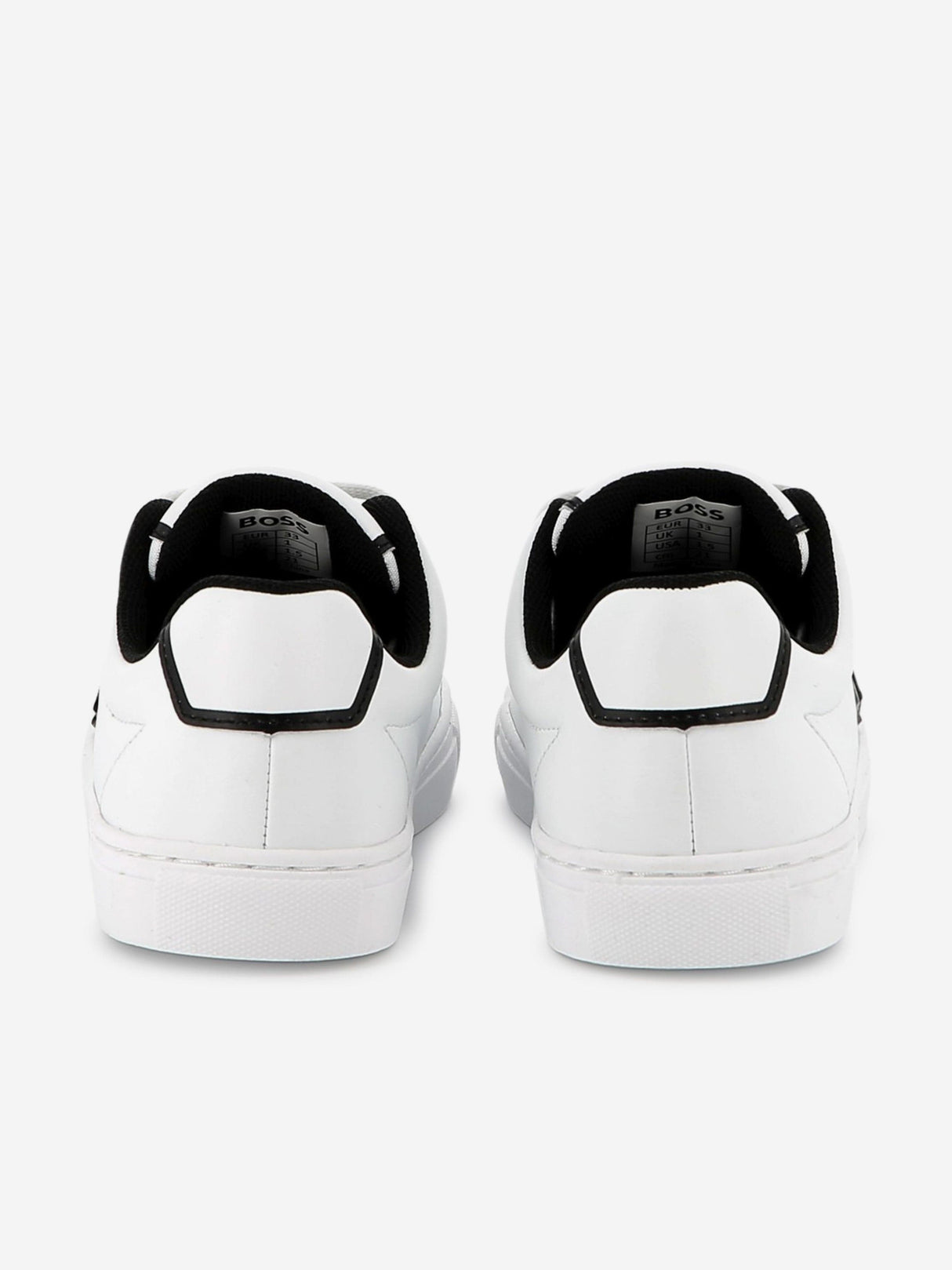 BOSS Boys Leather Logo Trainers in White