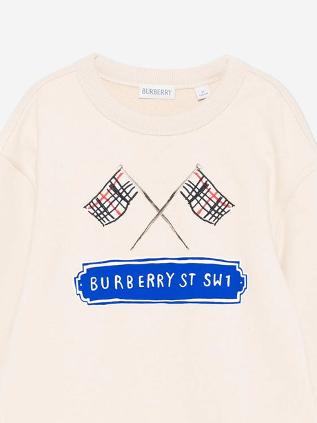 Burberry Boys Flag Logo Sweatshirt in Ivory