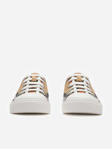Burberry Kids Check Cotton Canvas Trainers in Beige