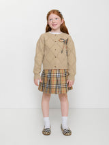 Burberry Girls Gabrielle Pleated Check Skirt in Beige