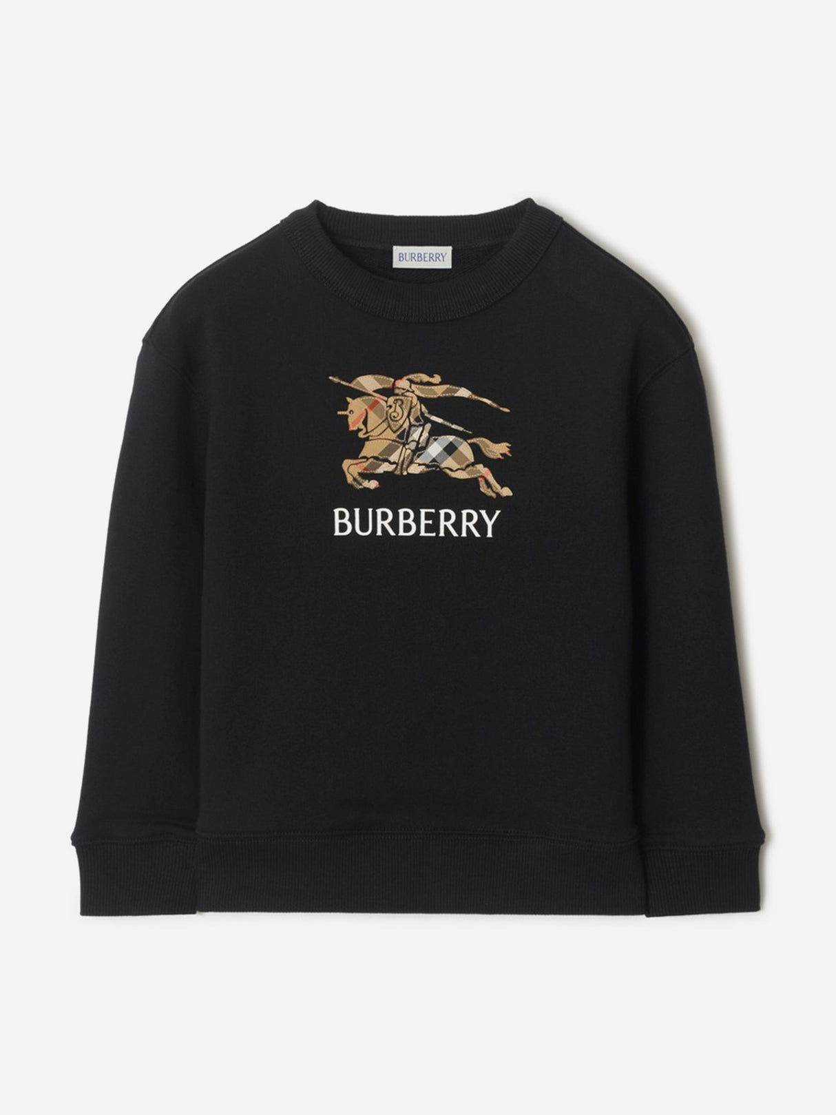 Burberry Boys Mathew EKD Check Cotton Sweatshirt in Black