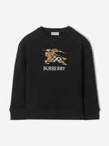 Burberry Boys Mathew EKD Check Cotton Sweatshirt in Black