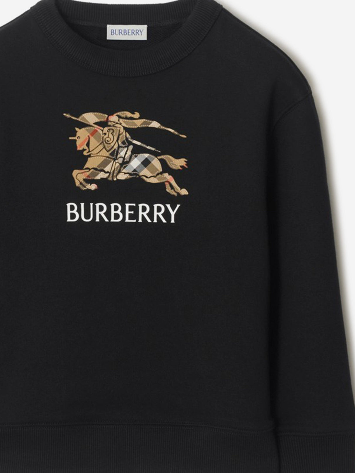 Burberry Boys Mathew EKD Check Cotton Sweatshirt in Black