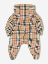 Burberry Baby Harper Check Down Padded Snowsuit in Beige