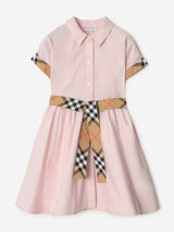 Burberry Girls Juliet Check Trim Shirt Dress in Pink