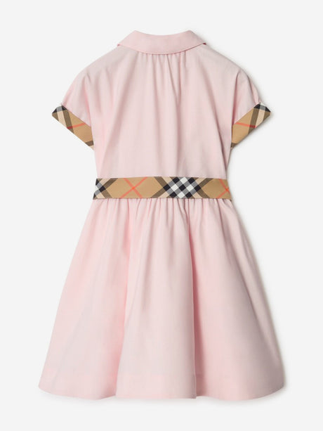 Burberry Girls Juliet Check Trim Shirt Dress in Pink