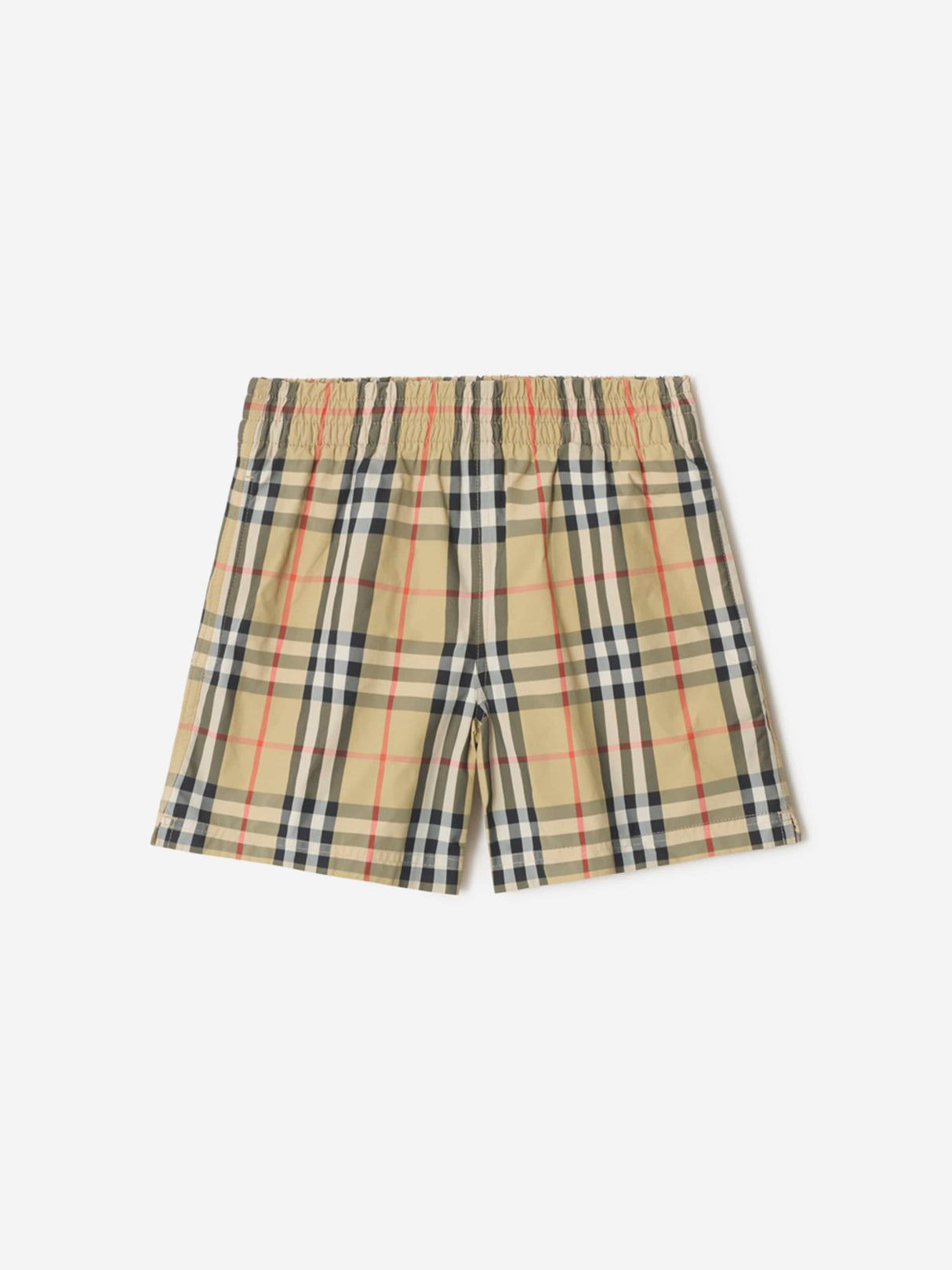 Burberry Boys Atticus Check Swim Shorts in Beige