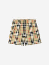 Burberry Boys Atticus Check Swim Shorts in Beige