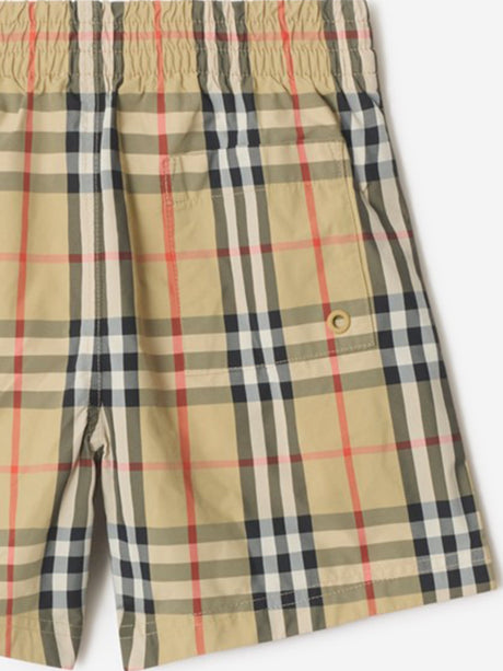 Burberry Boys Atticus Check Swim Shorts in Beige