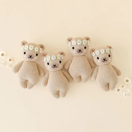 cuddle+kind - Baby Animal Collection - Baby Honey Bear Floral Crown Ivory
