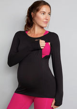 Bamboo Maternity & Breastfeeding Long Sleeved Top - Black