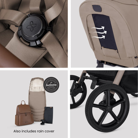 Silver Cross Breez Ultimate 360 Travel System Bundle, Champagne