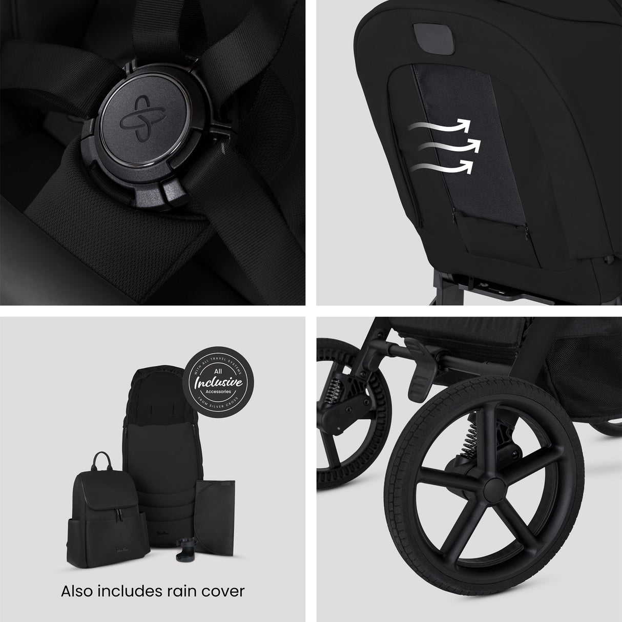 Silver Cross Breez Ultimate 360 Travel System Bundle, Onyx