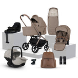 Collection of baby stroller and car seat products on a white background