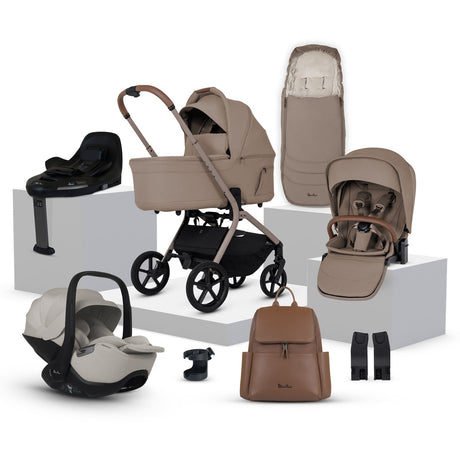 Collection of baby stroller and car seat products on a white background