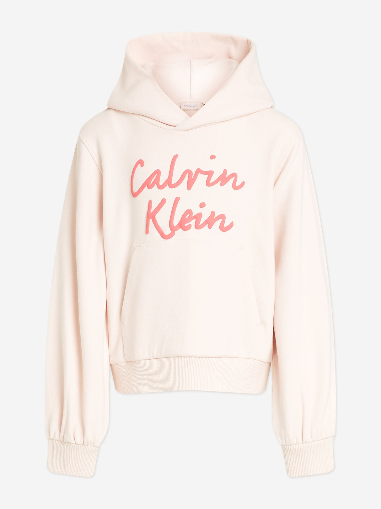 Calvin Klein Girls Script Logo Hoodie in Pink