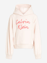Calvin Klein Girls Script Logo Hoodie in Pink