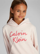 Calvin Klein Girls Script Logo Hoodie in Pink