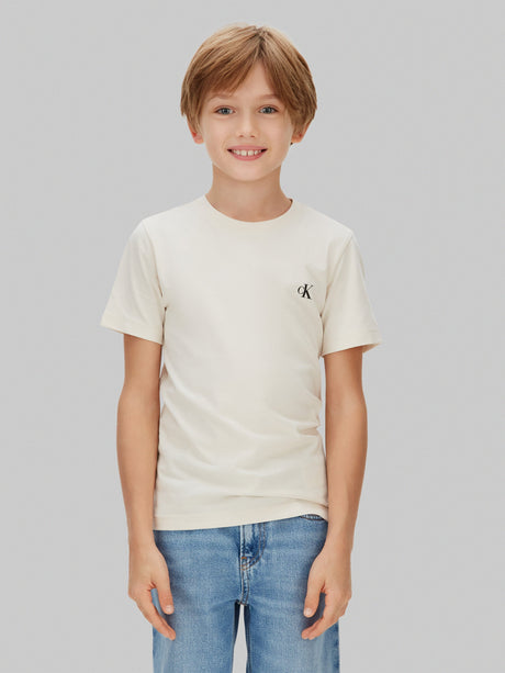 Calvin Klein Boys 2 Pack Monogram Top Set in Beige