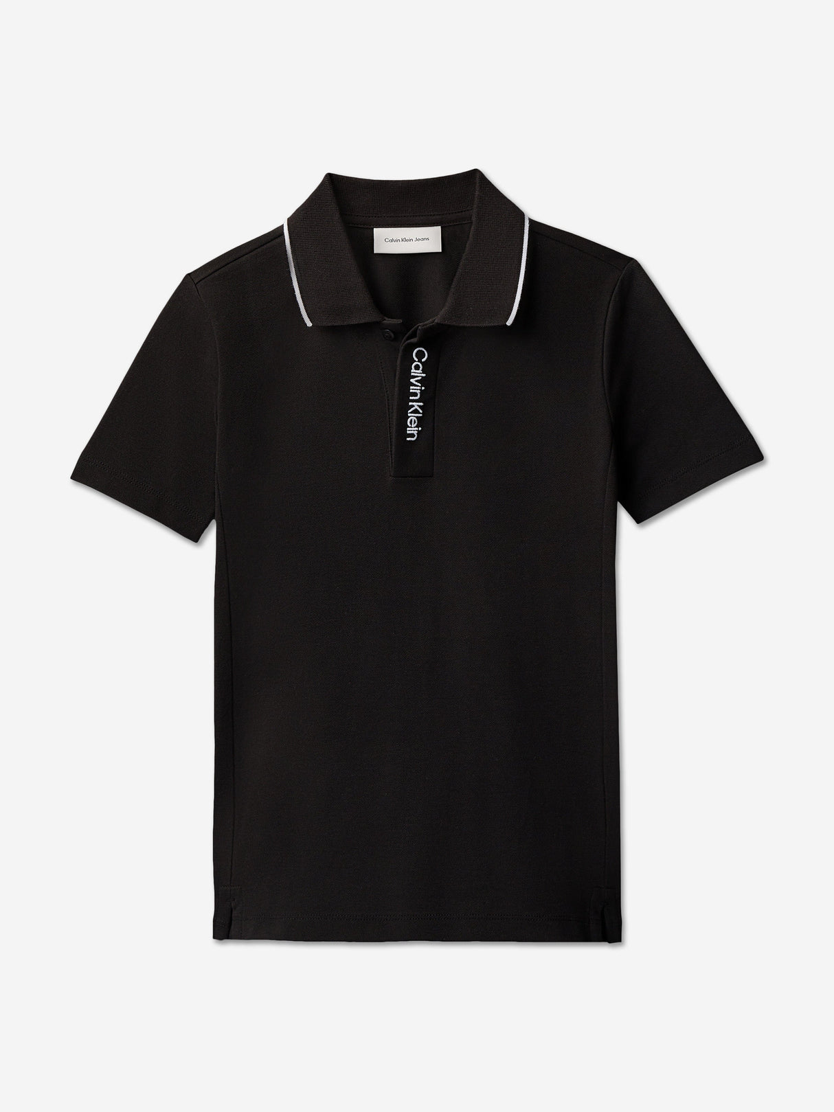 Calvin Klein Boys Embroidered Logo Polo Shirt in Black