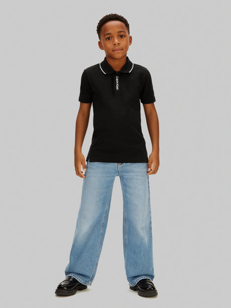 Calvin Klein Boys Embroidered Logo Polo Shirt in Black