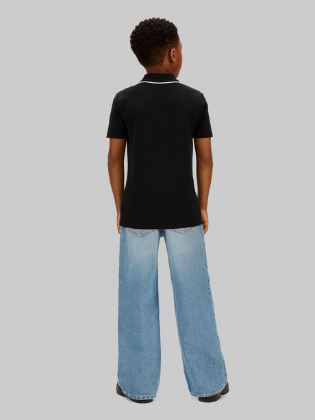 Calvin Klein Boys Embroidered Logo Polo Shirt in Black