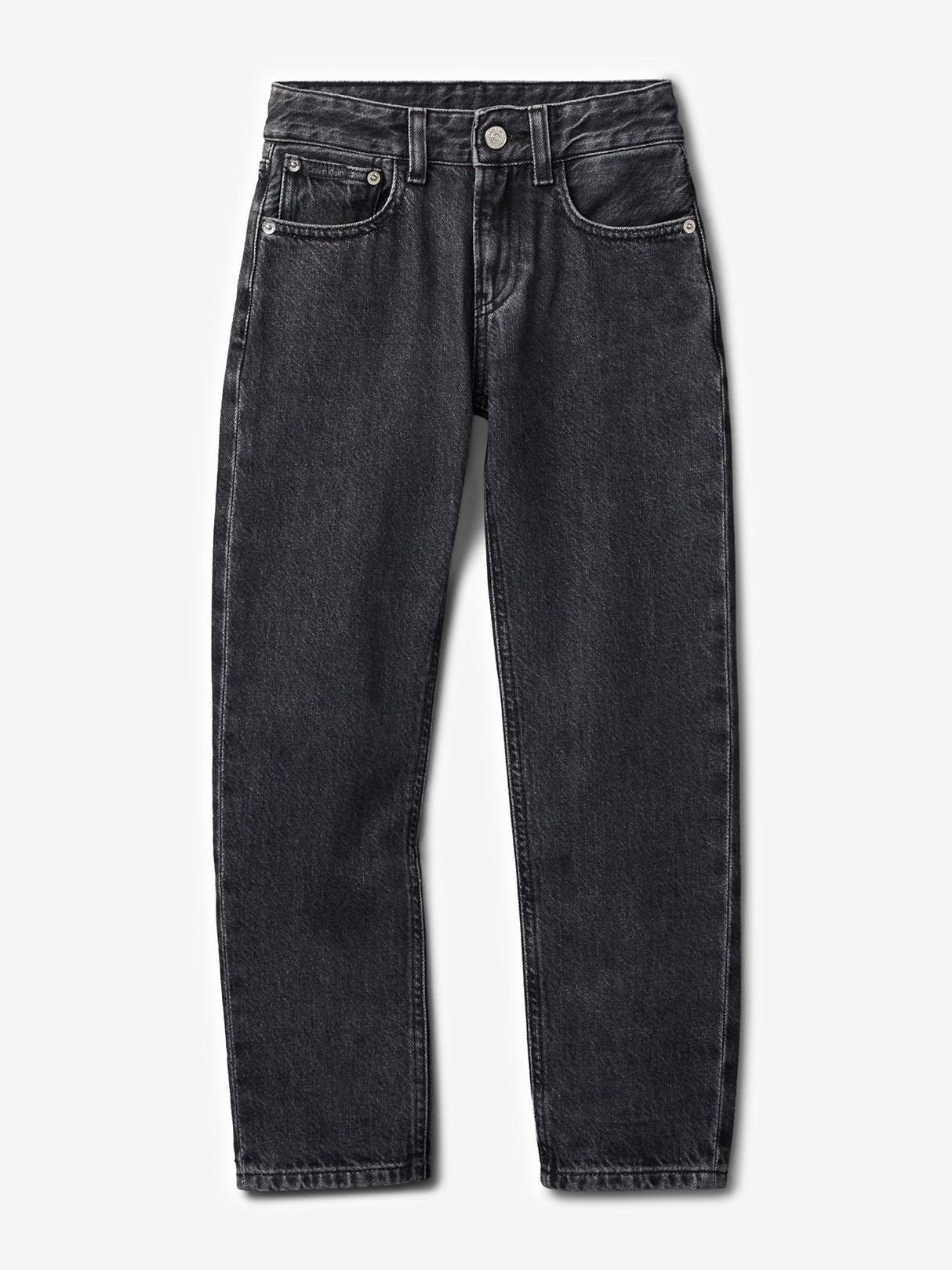 Calvin Klein Boys Straight Optic Washed Jeans in Black