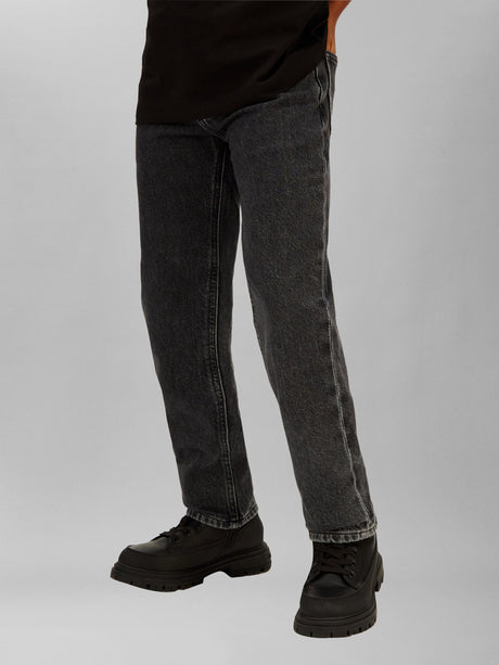 Calvin Klein Boys Straight Optic Washed Jeans in Black